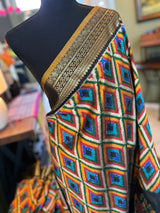 Ikkat Kanchipuram fusion Handloom Pure Silk