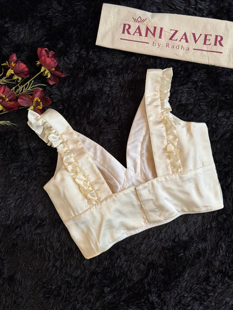 Ivory Satin Frill Blouse 36