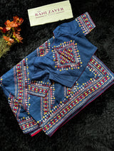 Navy Blue Kathiawadi Hand Embroidered