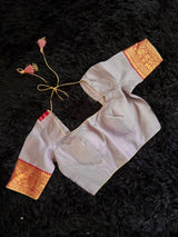 Chanderi Kora Katan Silk With Stitched Blouse