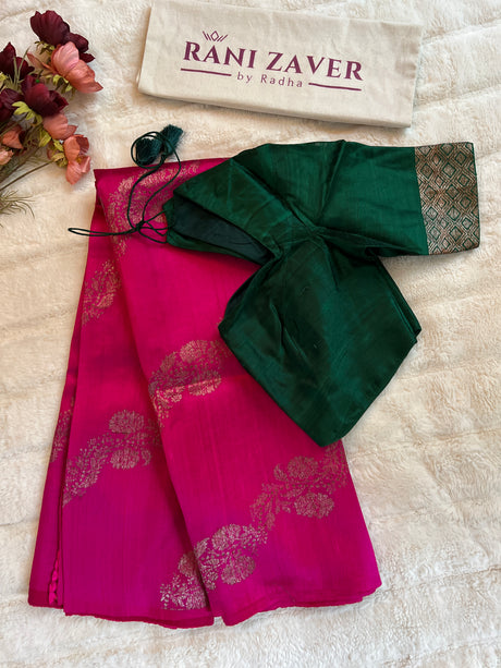Hot Pink Banarasi Raw Silk