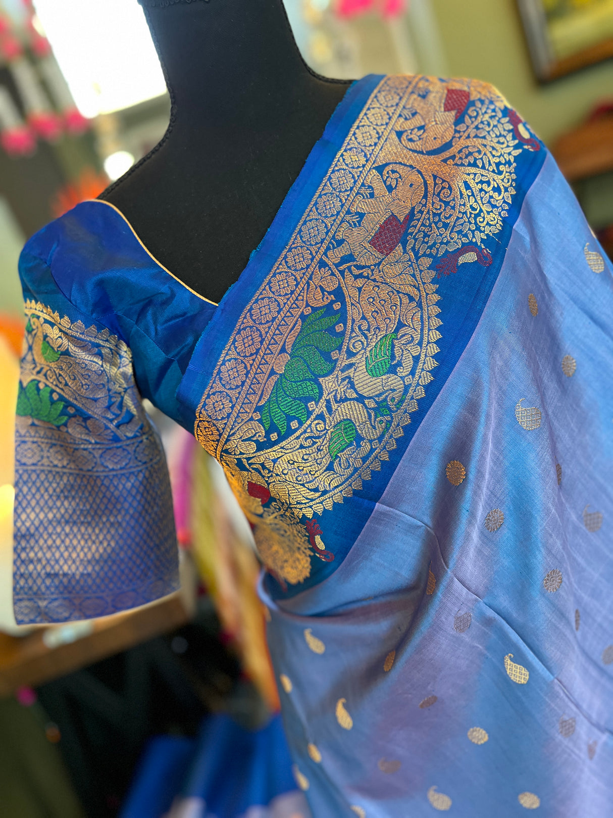 Meenakari Kanchi Gadwal Fusion Handloom Pure Silk