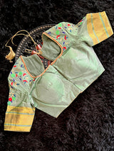 Brocade  Maharani Paithani Handloom Pure silk With Stitched Blouse