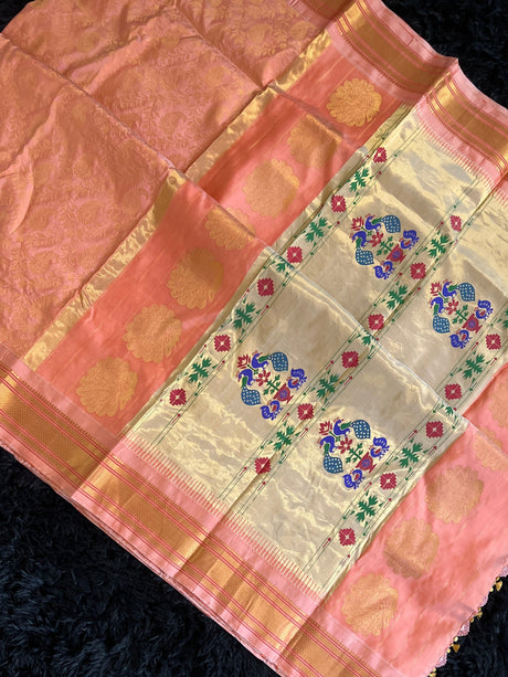 Brocade Paithani Handloom Pure Silk With Stitched Blouse AUS Saree Rani Zaver 