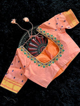 Brocade Paithani Handloom Pure Silk With Stitched Blouse AUS Saree Rani Zaver 
