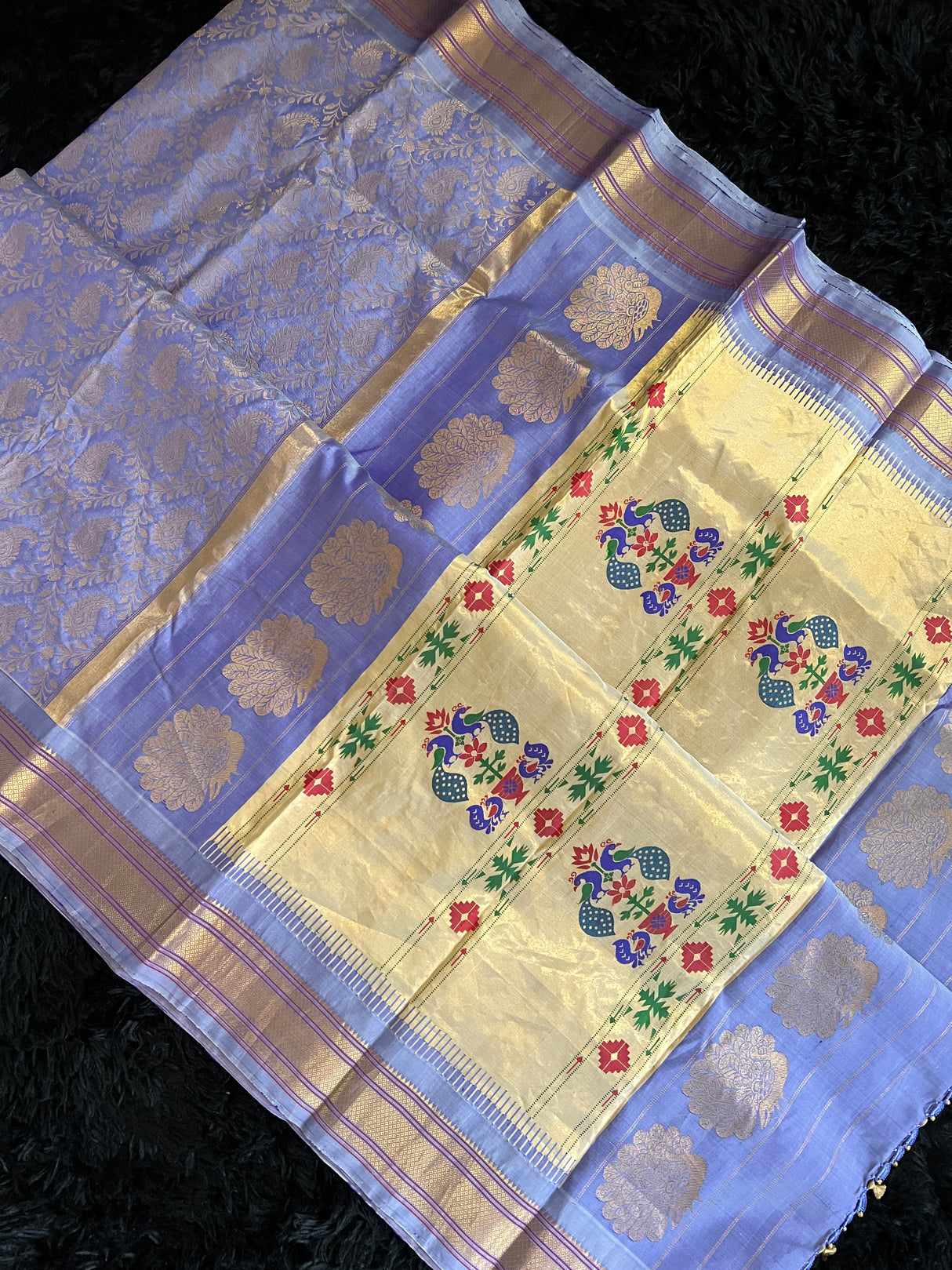 Brocade Paithani Handloom Pure Silk  With Stitched Blouse