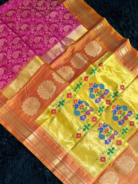 Brocade Paithani Handloom Pure Silk With Stitched Blouse