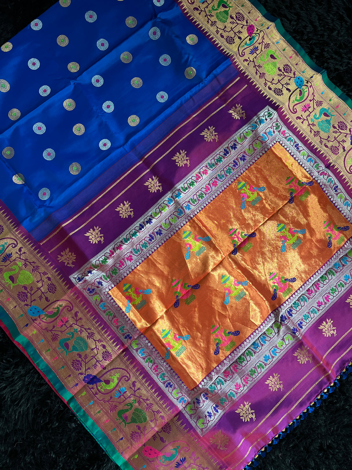 Exclusive Gadwal Paithani FUSION Handloom Pure Silk Royal Blue