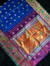 Exclusive Gadwal Paithani FUSION Handloom Pure Silk Royal Blue