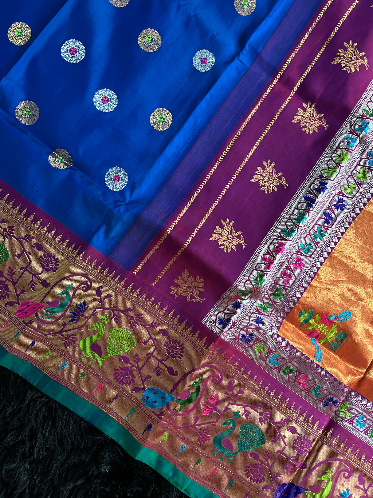 Exclusive Gadwal Paithani FUSION Handloom Pure Silk Royal Blue