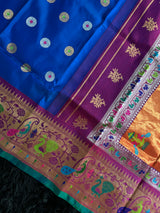 Exclusive Gadwal Paithani FUSION Handloom Pure Silk Royal Blue