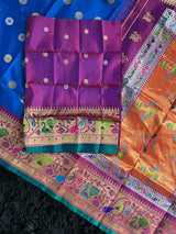 Exclusive Gadwal Paithani FUSION Handloom Pure Silk Royal Blue