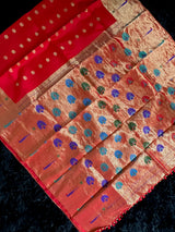 Exclusive Gadwal Paithani FUSION Handloom Pure Silk Red