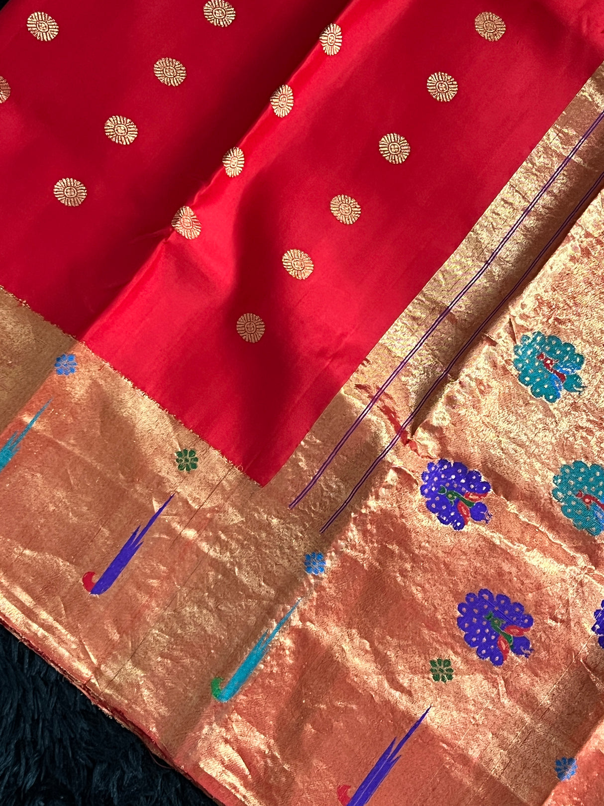 Exclusive Gadwal Paithani FUSION Handloom Pure Silk Red