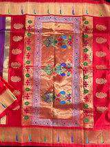Exclusive Gadwal Paithani FUSION Handloom Pure Silk Purple Red