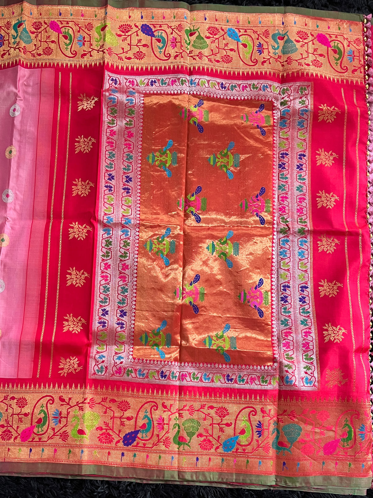 Exclusive Gadwal Paithani FUSION Handloom Pure Silk Pink