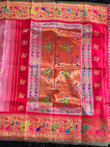 Exclusive Gadwal Paithani FUSION Handloom Pure Silk Pink