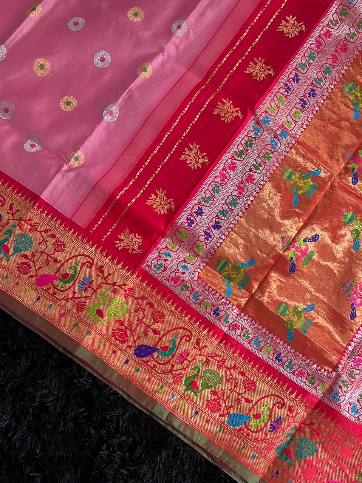 Exclusive Gadwal Paithani FUSION Handloom Pure Silk Pink