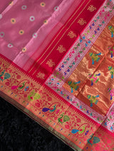 Exclusive Gadwal Paithani FUSION Handloom Pure Silk Pink