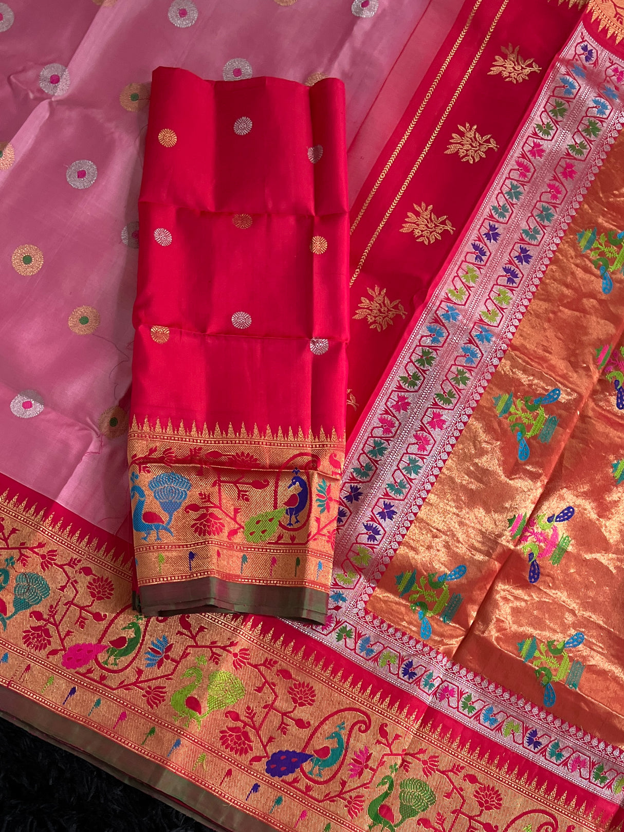 Exclusive Gadwal Paithani FUSION Handloom Pure Silk Pink