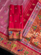 Exclusive Gadwal Paithani FUSION Handloom Pure Silk Pink