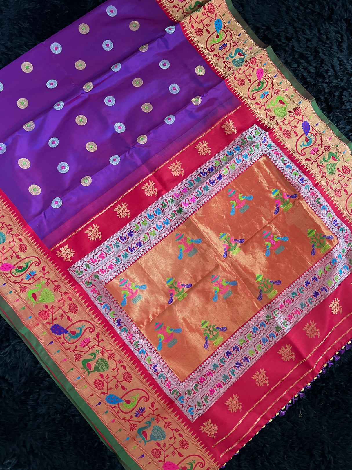 Exclusive Gadwal Paithani FUSION Handloom Pure Silk Violet