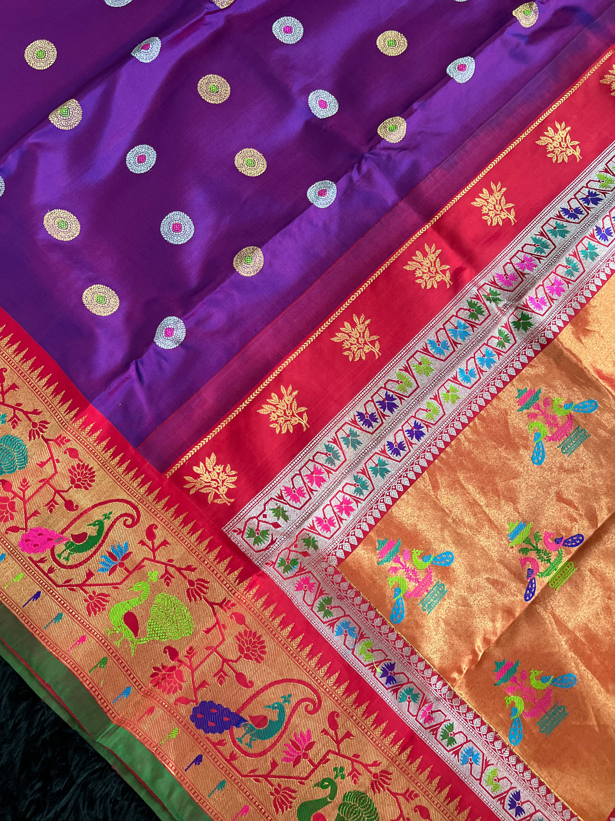 Exclusive Gadwal Paithani FUSION Handloom Pure Silk Violet