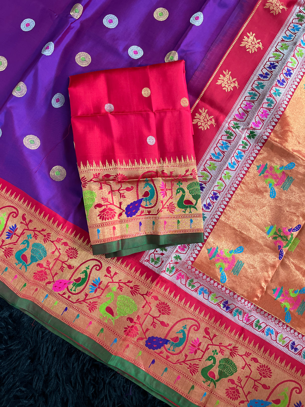 Exclusive Gadwal Paithani FUSION Handloom Pure Silk Violet