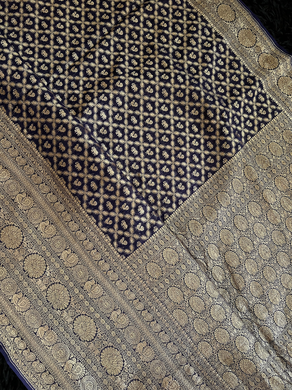 Banaras Khadi Georgette Shikarah with antique zari