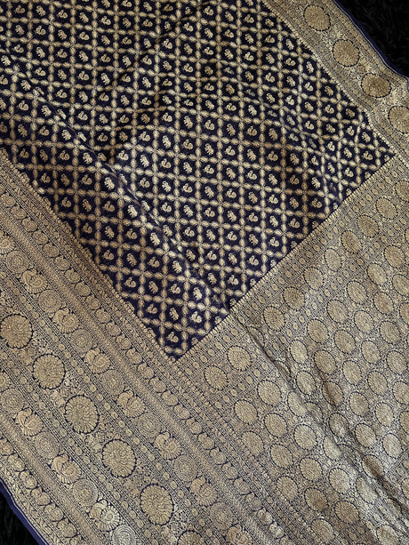 Banaras Khadi Georgette Shikarah with antique zari