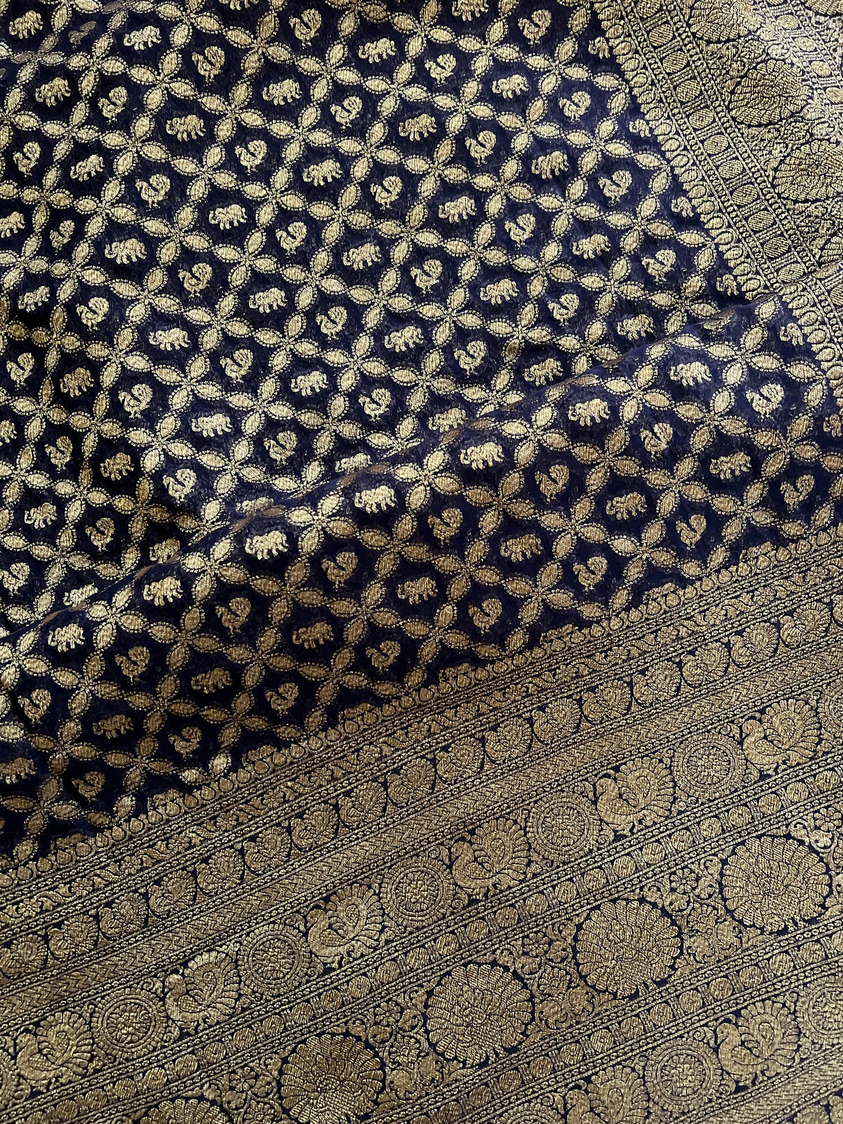 Banaras Khadi Georgette Shikarah with antique zari