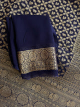 Banaras Khadi Georgette Shikarah with antique zari