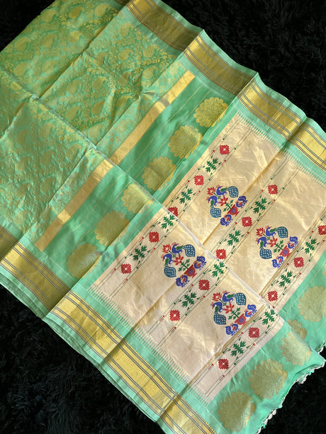 Brocade Maharani Paithani Handloom Pure Silk With Stitched Blouse