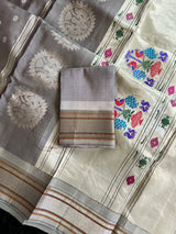 Maharani Kalanjali Paithani Pastel Shade (Mauve grey mix)  Silver Zari Handloom Pure Silk
