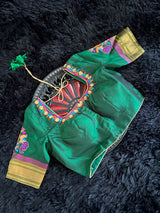 Maharani Paithani Kadiyal Handloom Pure Silk With Stitched Blouse
