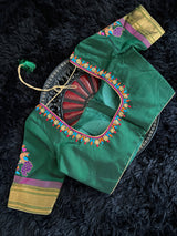 Maharani Paithani Kadiyal Handloom Pure Silk With Stitched Blouse