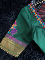 Maharani Paithani Kadiyal Handloom Pure Silk With Stitched Blouse