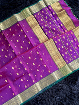 Chanderi Kora Katan Silk With Stitched Blouse