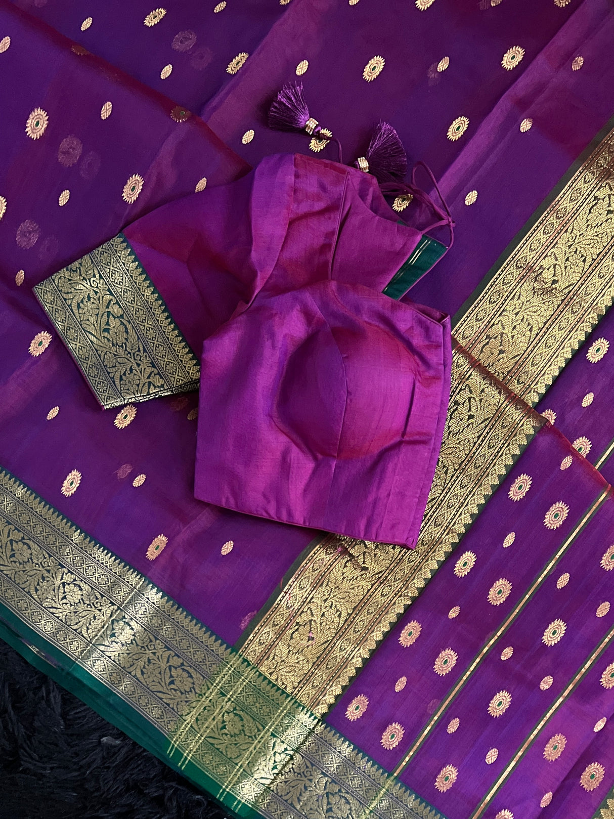 Chanderi Kora Katan Silk With Stitched Blouse
