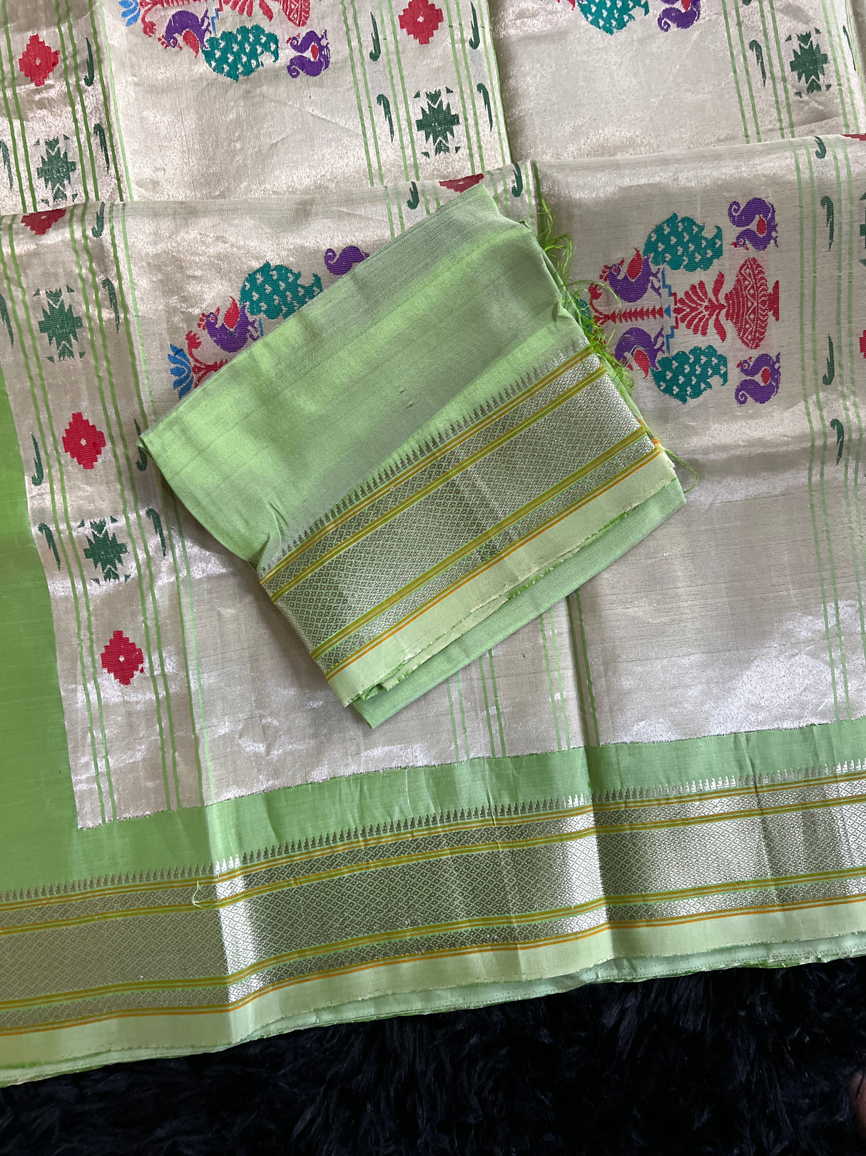 Maharani Kalanjali Pastel shade Silver Zari 