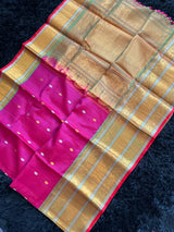 Seco Gadwal Fusia with Green saree