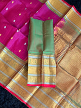 Seco Gadwal Fusia with Green saree