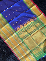 Seco Gadwal Royal Blue With Green saree