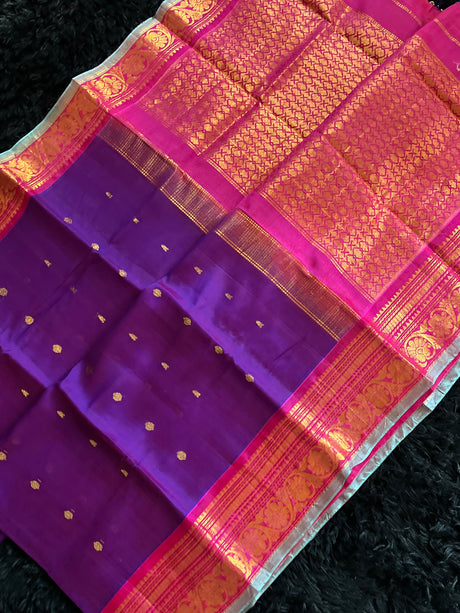 Seco Gadwal Purple With Rani Pink saree