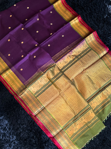 Seco Gadwal Purple With Olive Green saree
