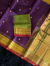 Seco Gadwal Purple With Olive Green saree