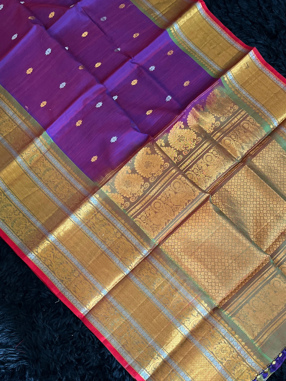 Seco Gadwal Purple With Green saree