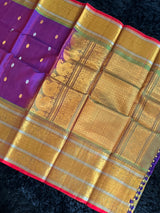 Seco Gadwal  Long Border Purple With Green Combo