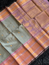 Seco Gadwal Grey With Baby Pink saree