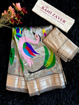 Mettalic Shade Paithani Handloom Pure Silk